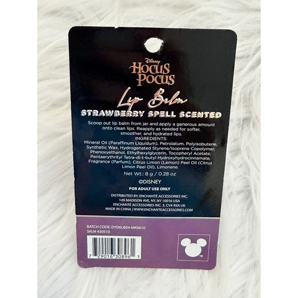 Disney Hocus Pocus Lip Balm Set 4 Cauldron Jars Cherry Almond Vanilla Strawberry
